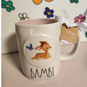 Rae‎ Dunn Disney BAMBI Ceramic Mug Pink Interior Butterfly NWT Artisan